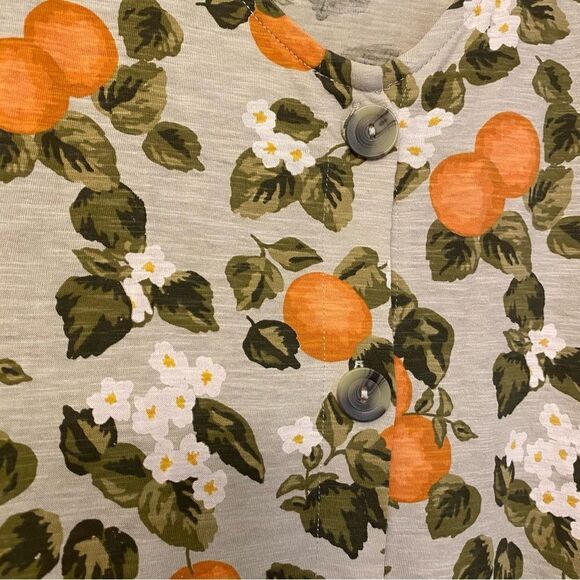 Dip Organic Cotton Green Orange Blossom Dress Cottagecore Boho button front XS - Picture 7 of 8